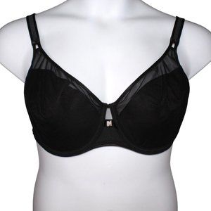 Chantelle Norah Chic Sz 36DDDD Black Underwire Mesh Light Padded Cup Bra